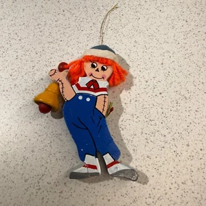 Vintage 1984 Kurt S. Adler Wooden Raggedy Andy Hanging Christmas Ornament - Picture 1 of 8