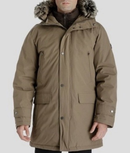Giacca cappotto parka parka Michael Kors beige da uomo beige con cappuccio taglia L