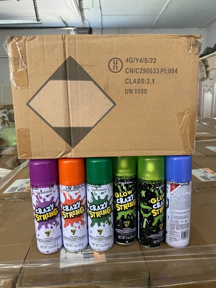 24 Party String Cans 3oz  - Silly Fun Goofy Crazy Streamer Wedding Spray Supply - Image 1 of 1