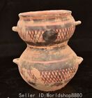 9" Old Chinese Neolithic Majiayao Culture Pottery 2-layer Crock Pot Vessel