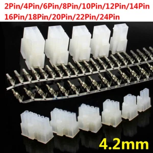 2 to 24 Pin 4.2mm Connector Crimp Nylon Male & Female Terminals Housing Kit Set - Picture 1 of 7
