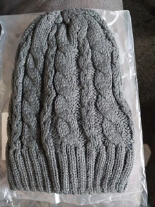 Premium Cable Knit Slouchy Beanie Hat (Gray) - Picture 1 of 1