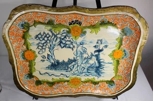 Handbemaltes Serviertablett STRATA GROUP Thailand GROSSGRÖSSE Quimper Stil Folk - Bild 1 von 20