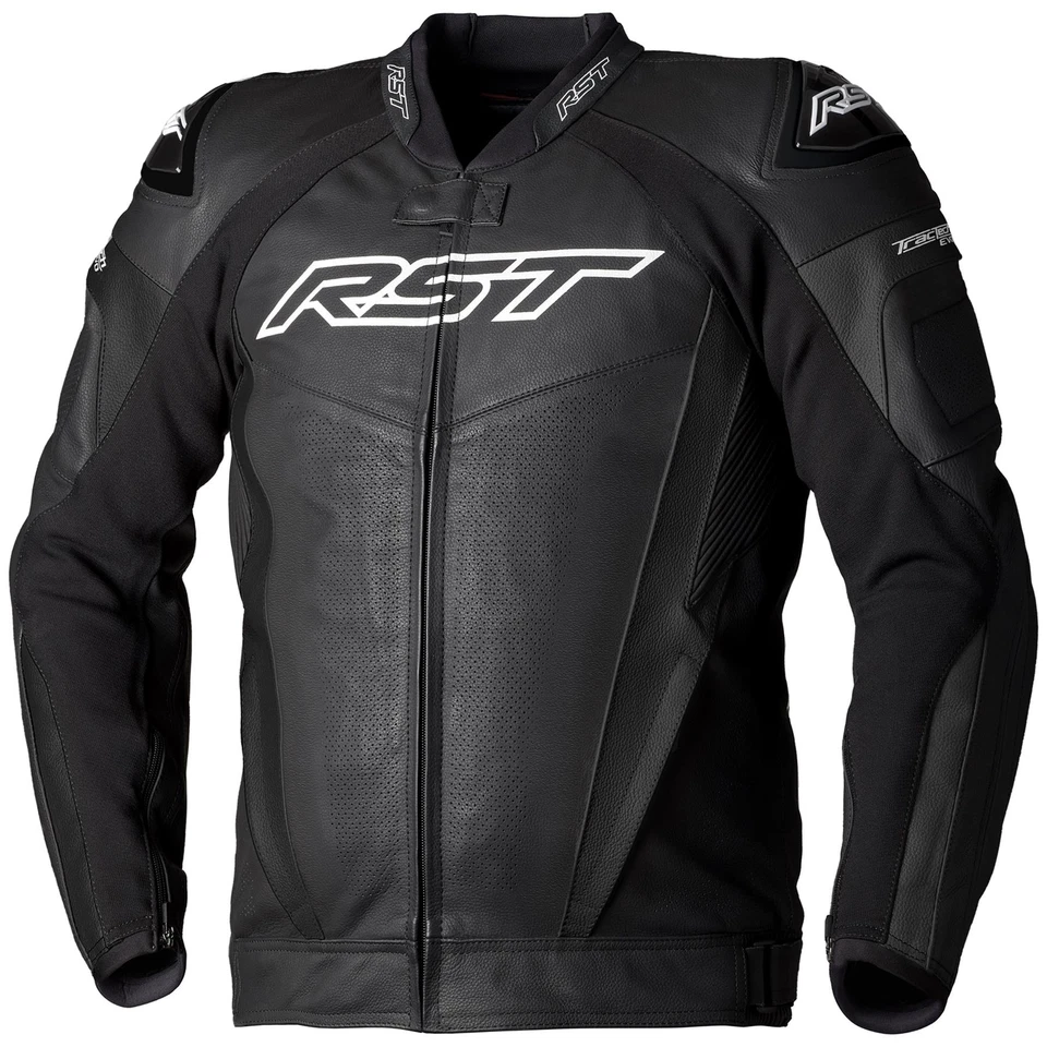 RST TRACTECH EVO 5 CE MENS LEATHER JACKET Motorcycle Motorbike Sports CE Jacket Black / Black / Black 44