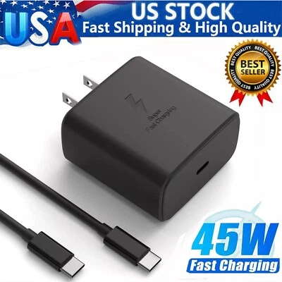 45W Fast Charger Wall Adapter + 6FT USB-C Cable For Samsung Galaxy S23 S22 S24 - Image 1 of 4