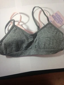 Girls' 2pk Ruched Crop Bra - More Than Magic Pink/Gray Size S (30A) - Picture 1 of 4