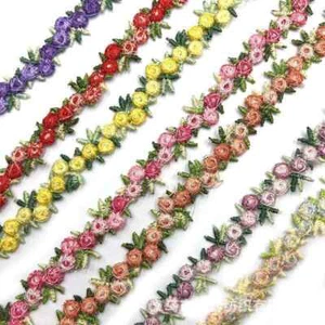 1Yard Flower Embroidered DIY Wedding Dress Ribbon Fabric Trim Lace Sewing - Picture 1 of 18