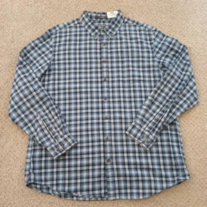 Eddie Bauer Shirt Mens XLT Blue Plaid Flannel Long Sleeve Button Up Relaxed Fit  - Picture 1 of 11
