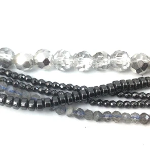 Gemischte Formen kleine Perlen Hämatit Labradorit schwarz blau silber 5 Stränge LESEN - Bild 1 von 3