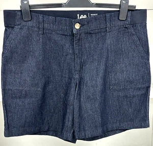 Pantaloncini denim da donna Ex Lee vestibilità regolare Bermuda a mezza altezza taglie forti 18 20 24 26 - Foto 1 di 2