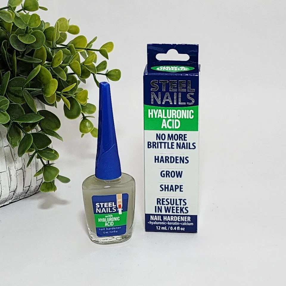 Amen Steel Nails Hardener with Hyaluronic Acid 0.4oz Base Coat No More Brittle