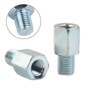 Chrome Mirror Adapter Set 8mm to 10mm for Motorcycle and Scooter (2pcs) - Picture 1 of 21
