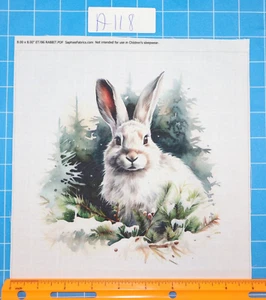 Bloque de acolchado de costura panel tela 100 % algodón conejito de invierno 8"x8" A118 - Imagen 1 de 2
