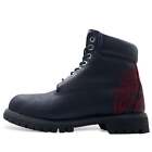 Timberland 6 Inch Premium Race Up Boots Us8 Black Leather Logo Embroidery 6 Inch