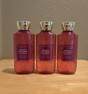 Bath & and Body Works Bourbon Gel Doccia Fragola e Vaniglia Lavaggio Corpo - 3 pz - Foto 1 di 1