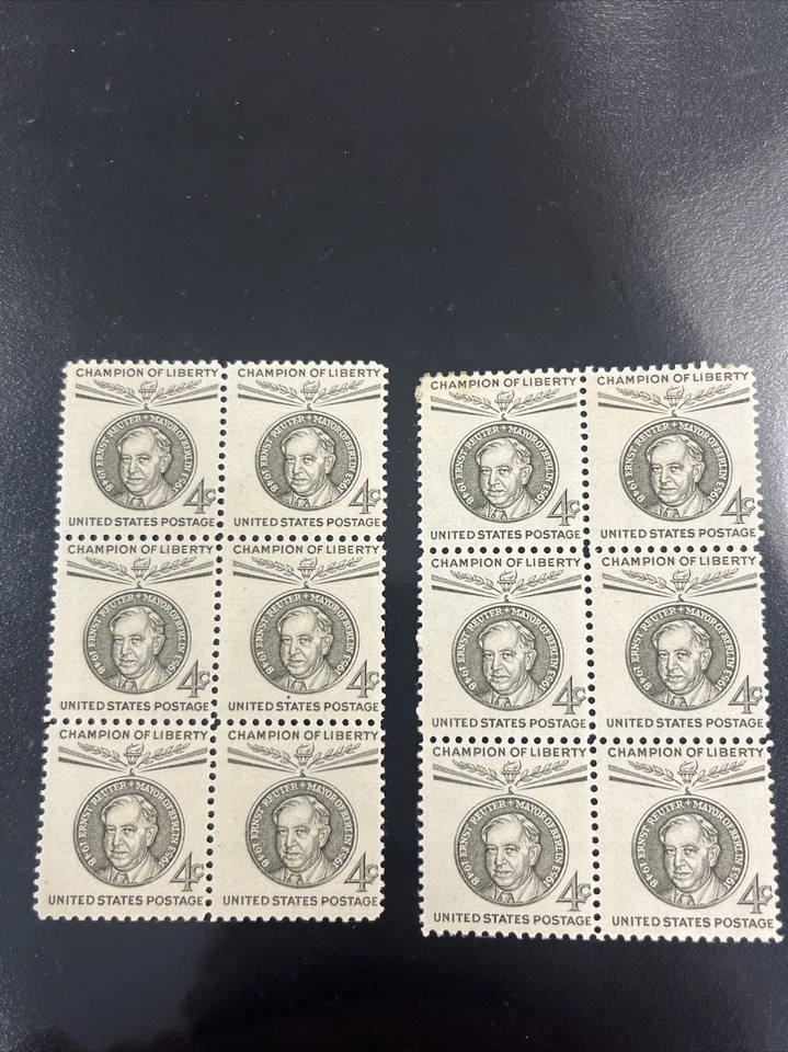 US 4 Cent Ernst Reuter Of Berlin 1959 Scott #1136 Block Of 6 MNH Postage X 2 D8 - Image 1 of 1
