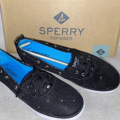 Nuevo Sperry Top-Sider YG5622 A Brillante Jóvenes Niñas Azul Marino 3,5 m EE. UU. 35,5 euros Negro Foto 1 de 4
