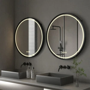 24 inch LED Bathroom Mirror with Lights Round Vanity Mirror Dimmable Anti-Fog HD - Picture 1 of 23