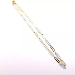 Collana Clip Carta Smalto Argento Sterling Colore Oro Pastello Blu Smalto Adinas - Foto 1 di 9