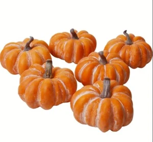 NEW Pumpkin Orange Decor Set of 6 - Artificial Small Cute Pumpkins - decor - Picture 1 of 6