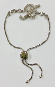 HSN Joan Boyce Silver Tone Crystal Initial "X" Adjustable Bracelet - Picture 1 of 3