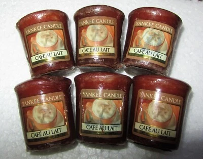 LOTE DE 6 votivos de muestreador de café Yankee Candle retirados "CAFÉ AU LAIT" ~ RARO Foto 1 de 2