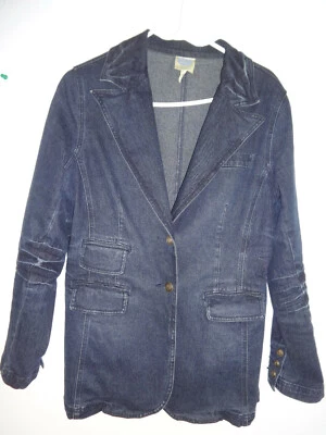 Diane Gilman -Sz S Longer Denim Stretchy Jean Blazer Jacket Boho Chic - Image 1 of 4