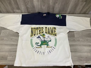 T-shirt vintage anni 90 noce moscata Notre Dame manica corta XL combattimento irlandese made USA - Foto 1 di 15