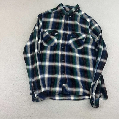 Salt Valley Shirt Mens Medium Blue Plaid Flannel Button Up Long Sleeves - Image 1 of 4