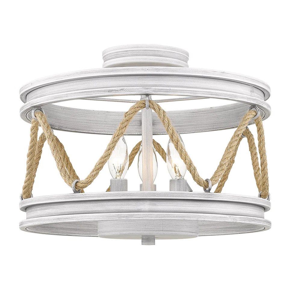 Golden Lighting 1048-SF Chatham 3 Light 15"W Semi-Flush Ceiling - Gray Driftwood - Image 1 of 3