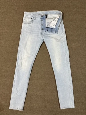 Pantalones de mezclilla H&M & Denim para mujer ajustados botones lavados ligeros [M510] Foto 1 de 4