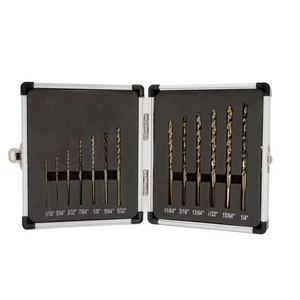 13 Piece Cobalt Stepped Drill Set in Aluminum Case (1/16 - 1/4 x 64ths - Picture 1 of 2