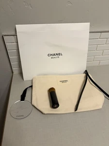 CHANEL Beaute GWP Flat Muslin Make-up Pouch - Attached Mirror Inside & Box, Brush - Bild 1 von 15