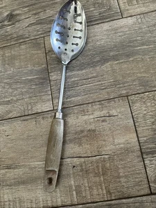 Vintage Early EKCO Slotted Serving Spoon Chrome 12 Inch - Picture 1 of 6