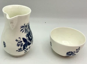 Royal Worcester Blue Sprays Gesicht Zucker und Milchkännchen datiert 1760 - Bild 1 von 6