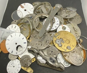 Pocket Watch Parts Lot Pocket And Wrist Dials Plates Antique Vintage F1001 - Picture 1 of 10