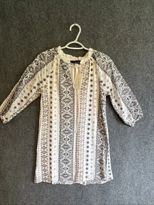 Camisa Campesina Boho Bordada Azul Lluvia Francesca Vestido Túnica Mini Vestido XS - Imagen 1 de 8