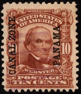 Canal Zone Stamp Scott # 8 Used F-VF with Light Purple Straightline Cancel Nice - Picture 1 of 1