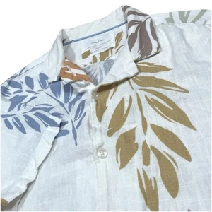 Porter & Ash Floral Leinenmischung Camp Hemd Herren Large Kurzarm Knopfleiste - Bild 1 von 9