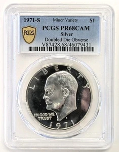  1971-S Eisenhower Silber Dollar DDO PCGS PR68CAM - #Z331.  Varslab Label - Bild 1 von 4