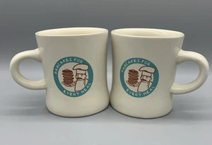 2er Set PFANNKUCHEN FÜR JEDE MAHLZEIT Kaffeebecher Diner Style weiß Keramiktasse - Bild 1 von 6