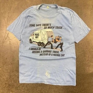 Vintage 80s Police Patrol Car Funny T Shirt  Size M - Picture 1 of 8