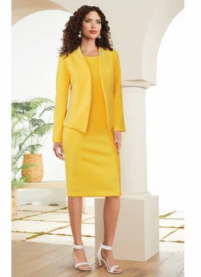 24W PLUS Midnight Velvet Yellow Formal Wedding Church Metal Stud Jacket Dress - Image 1 of 4
