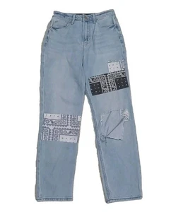 Hollister Jeans Damen 3 Light Wash Distressed Bandana Ultra High Rise Mom - Bild 1 von 5