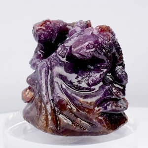 π 232.50ct Horny Iguana Carving Natural Purplish Red Ruby - Unheated Gemstone - Picture 1 of 8