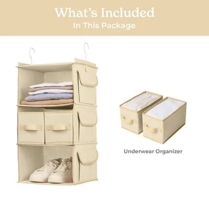 NEW! 3 Shelf Hanging Closet Organizer Hanging Shelves Hanging Wardrobe - Picture 1 of 2