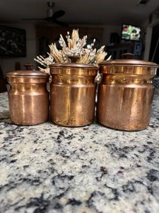 Tagus Copper Canister with Copper Lids Made in Portugal Set of 3 Nesting - Picture 1 of 24