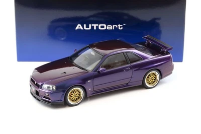 1:18 AUTOart Nissan (R34) V-Spec II Bbs Lm Ruote Mezzanotte Purple - Immagine 1 di 4