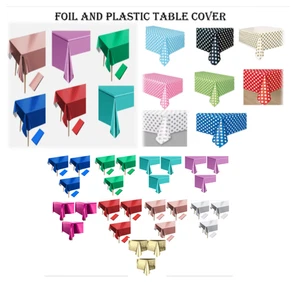 3 &1 Foil Metallic & Polka Dot Reusable TableCloth Rectangle Wipe B'day Party - Picture 1 of 68