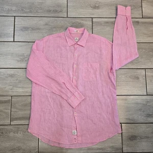 Camicia Peter Millar uomo XL extra large rosa lino bottoni corona tasca petto - Foto 1 di 12